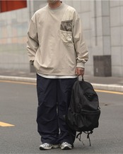 切り替えデザインマルチポケット長袖Tシャツ　S0697