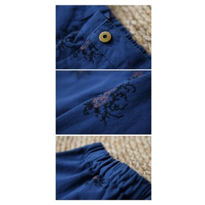 刺繍入り ワイドレッグ コットンパンツ A00385