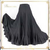 フラメンコ 衣装 ファルダ スカート 黒 無地 ボランテ フリル レッスン パーティ 発表会 ブラック系 フラメンコスカート おしゃれ ダンス衣装 発表会用 ステージ衣装 シンプルデザイン コスチューム 大人用 フェミニン ブラックファルダ