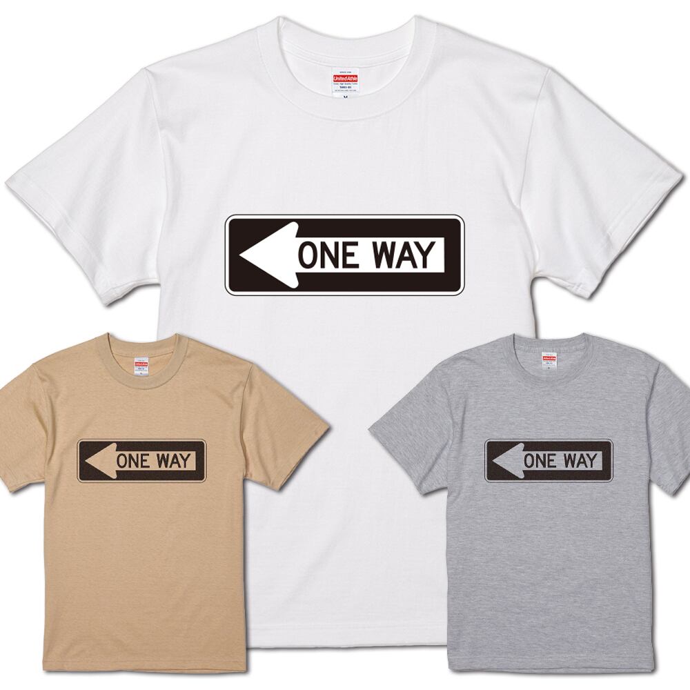 One Way 半袖 Tシャツ ホワイト 道路標識 ワンウェイ 一方通行 矢印 看板 黒 プリント T Shirt メンズ レディース 男女兼用 ユニセックス アメガレ雑貨店