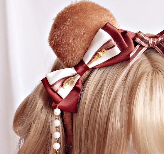 くま カチューシャ クマ耳 ロリータ ヘアアクセサリー コスプレ リボン