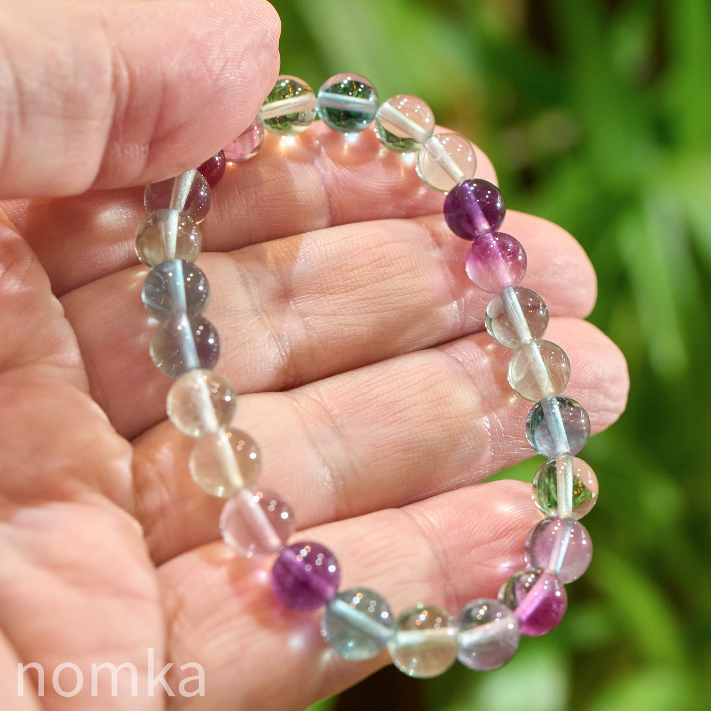 【光のドロップ】マルチカラーフローライト(AAA) 7.5mm 一連ブレスレット