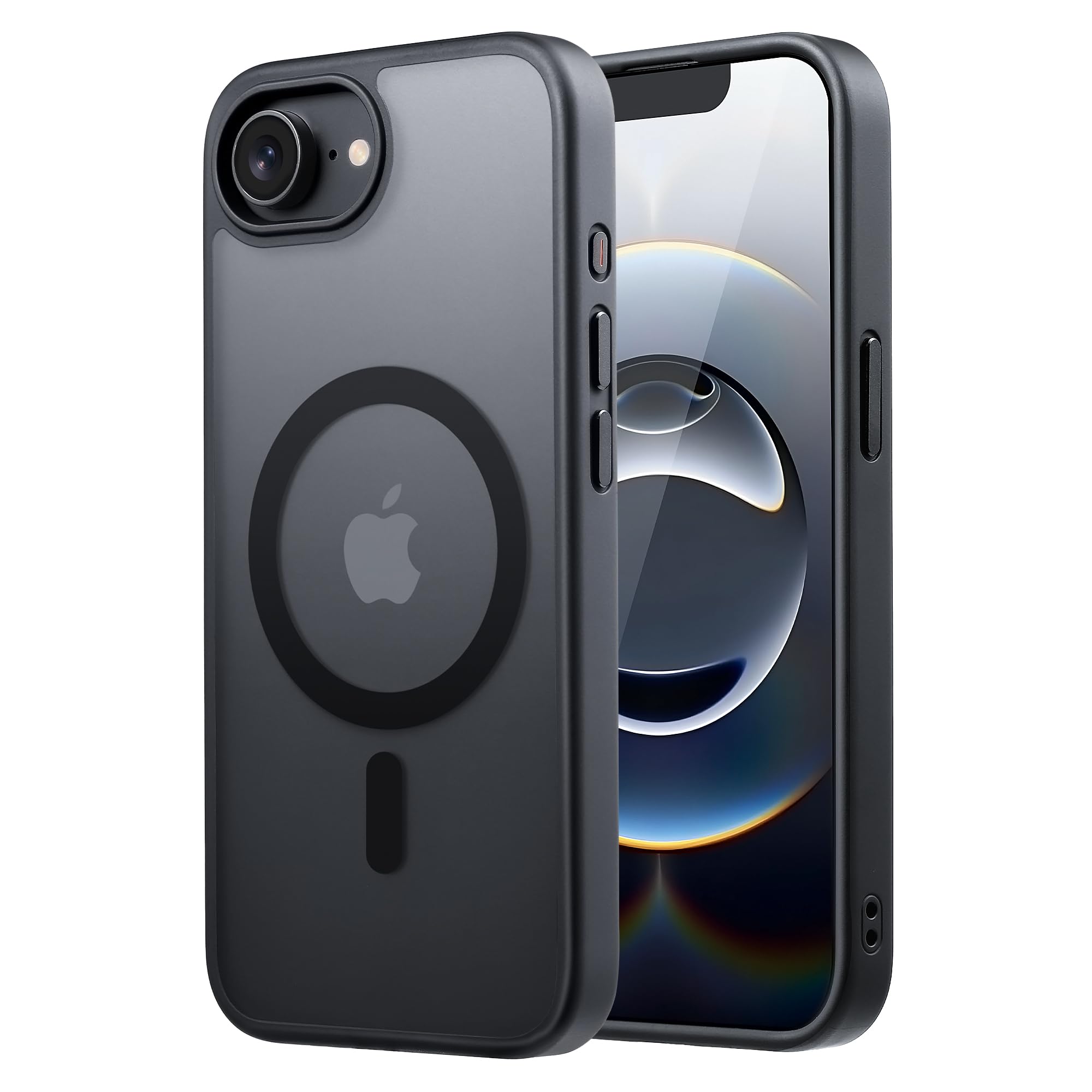 【米軍規格・MagSafe対応】Gtsoho iPhone 16e/ iPhone 17e ケース 用 2025 半透明 マグネット搭載 ワイヤレス充電 耐衝撃 耐久性 全面保護 黄ばみなし ストラップホール付き イフォン いphone16e ケース 用 カバー マグセーフ対応 ブラック