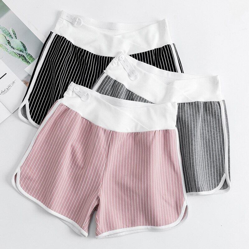 【新作】【送料無料】 ローウエストとスプリットストライプのワイドレッグの妊娠パンツコットンショーツ ブルマー ワイドパンツ AL expec353990412740