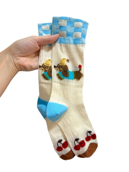 【solmu】 ダックスフンド 薄手socks（さくらんぼ）