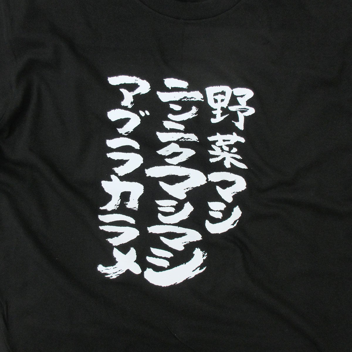 野菜マシニンニクマシマシアブラカラメ おもしろ 漢字tシャツ ka500-50 無料トッピング呪文 二郎系ラーメン にんにく