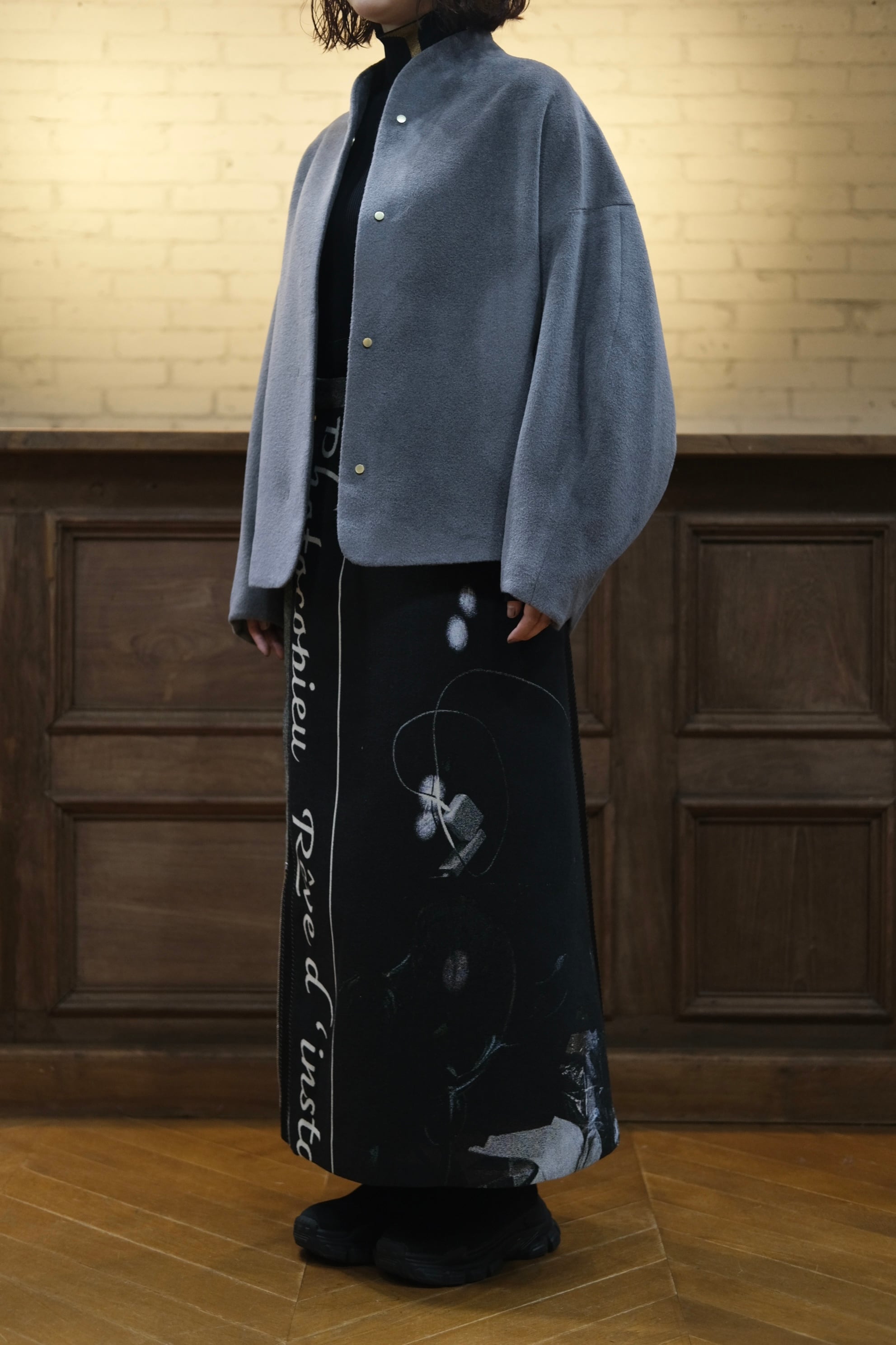 Mame Kurogouchi】Beaver Finished Alpaca Wool Blouson - gray - | loop