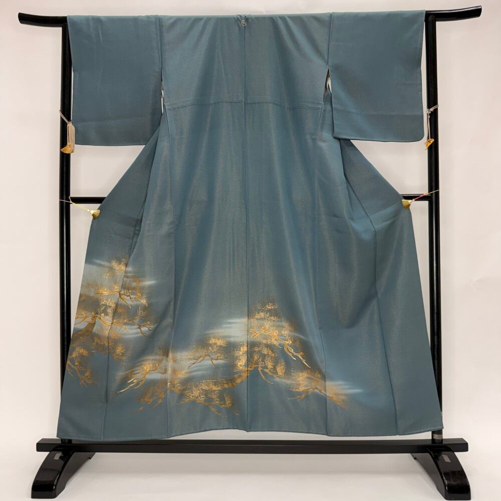 色留袖 結婚式 紋付 リサイクル着物 正絹 裄64.8cm M size リメイク 中古 礼装 リユース 6414