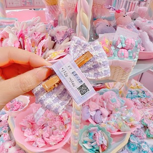 【F7】63-17ツイードリボンヘアクリップ