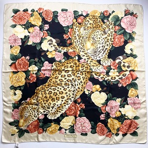 vintage SALVATORE FERRAGAMO silk scarf “leopard”