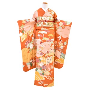 振袖 レンタル フルセット ヴィンテージ振袖 ビンテージ 昭和初期 M〜Lサイズ 菊刺繍松竹梅文様 【KIMONO梅千代】 umefv0036
