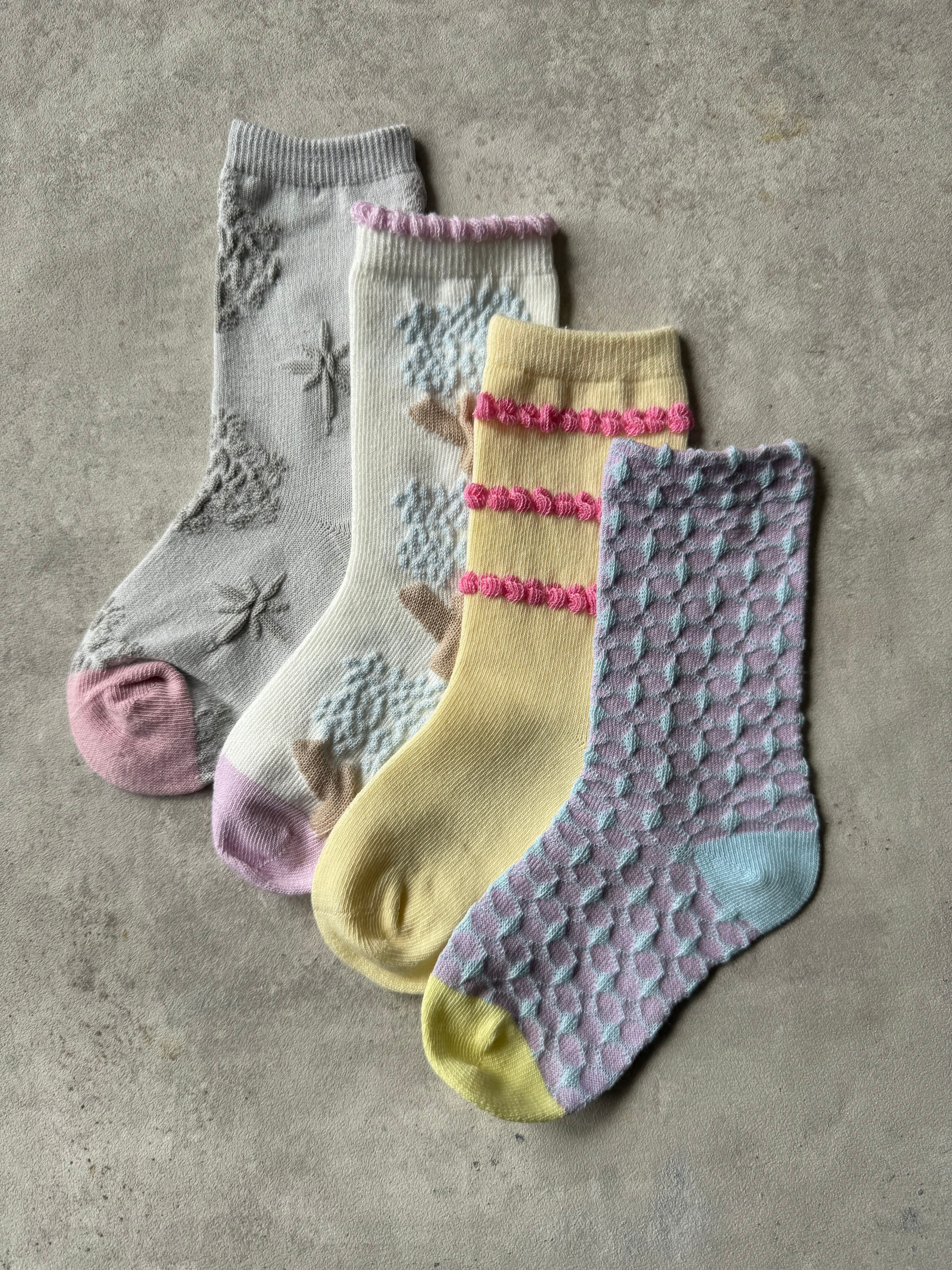 プクプクデザインパステル socks 4set（14〜20cm）3534