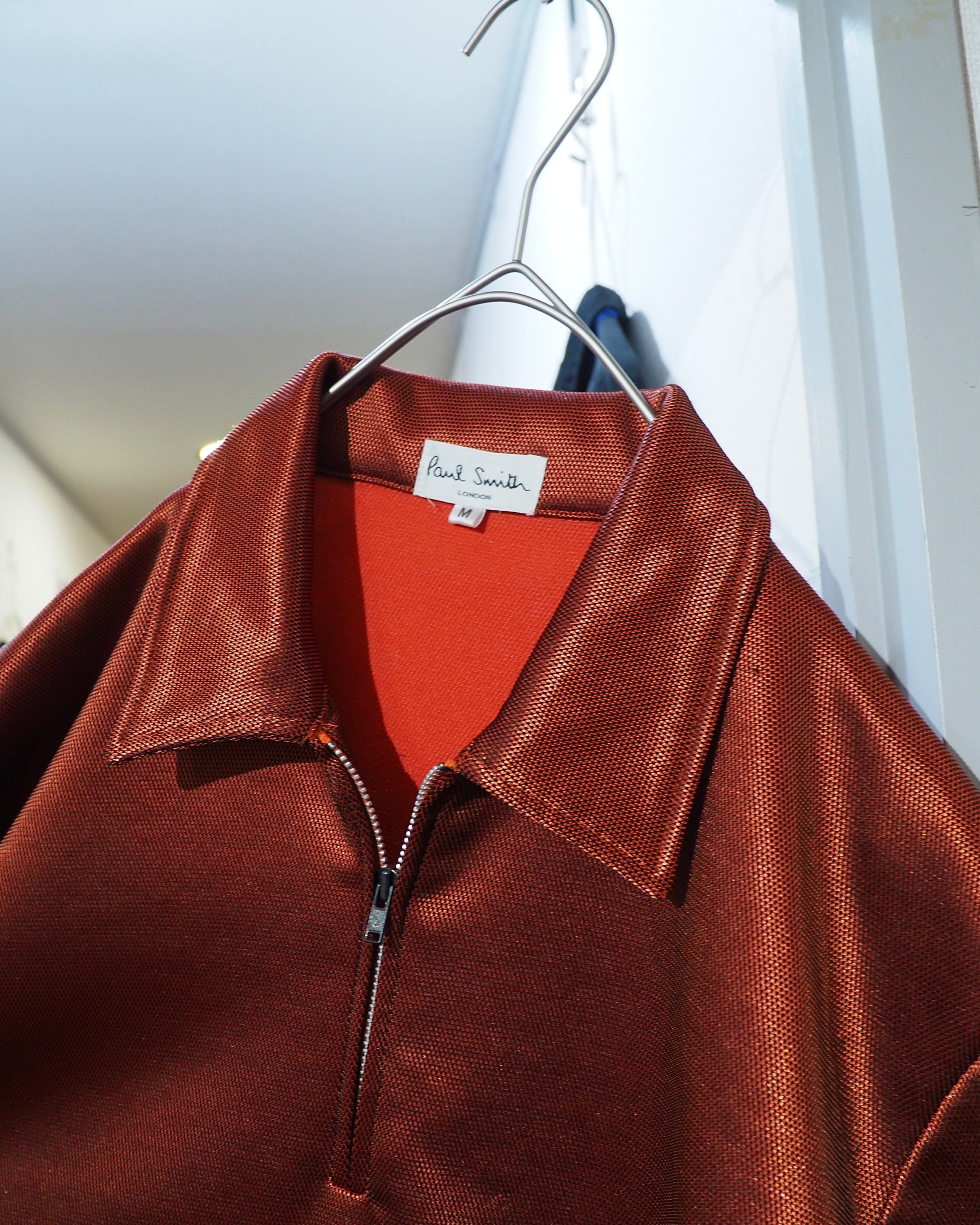 1990s " Paul Smith " Glossy Blood Orange color vintage Half zip SS Polo shirt