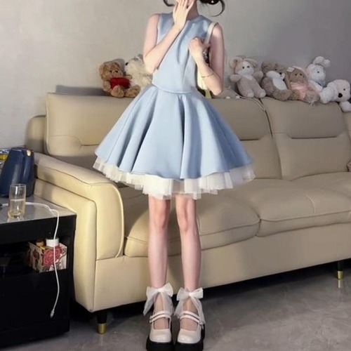 メッシュボリュームノースリーブワンピ ・70679