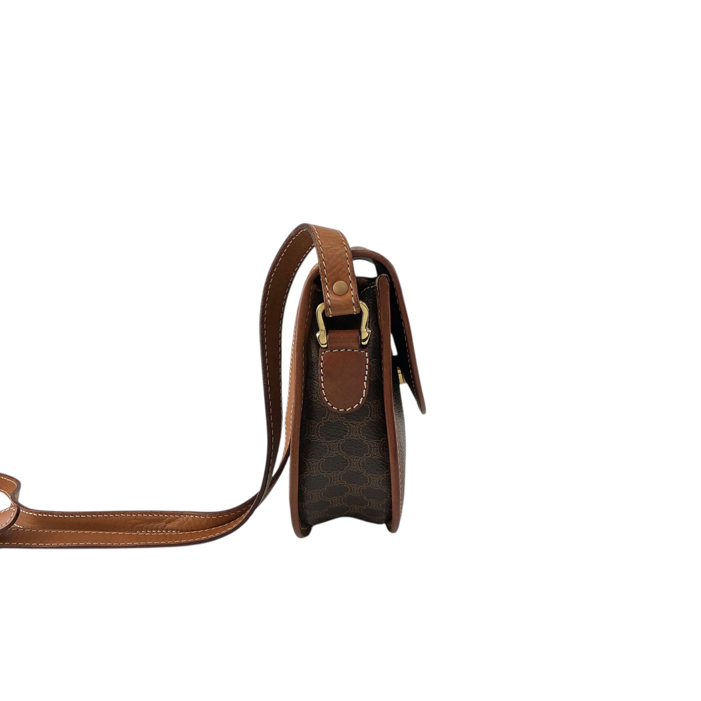 CELINE セリーヌ マカダム ショルダーバッグ ブラウン ブラゾン型押し