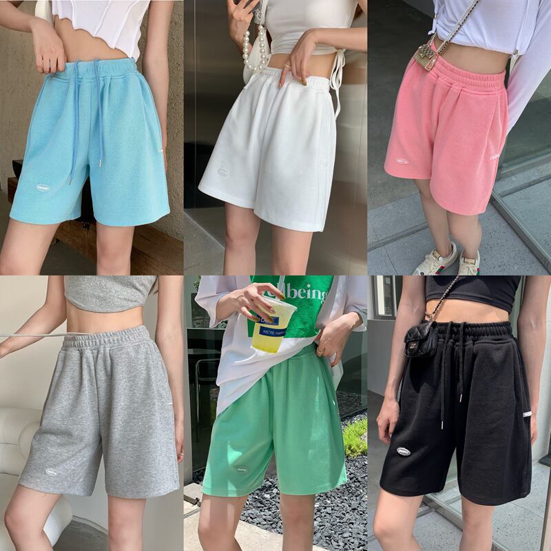 パンツ ハイウェストウェストスリムショーツ サマールーズ薄手ブルー 夏物 ブルマー ブラックストロベリース77058728055