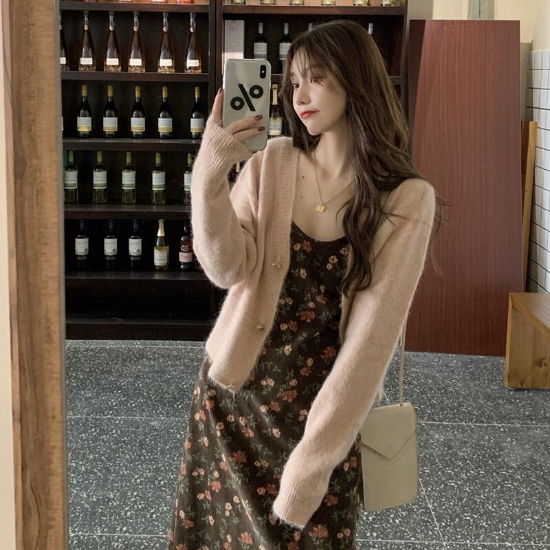 スタイルカーディガンジャケット コート ルーズショートニットセーター レディース ロング オータム 秋物 ウィンター 冬物 試着室96795255390