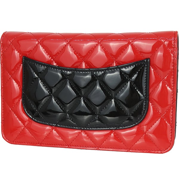 ノベルティ Chanel チェーンウォレット パテントレザー Used CHANEL シャネル チェーンウォレット マトラッセ パテントレザー