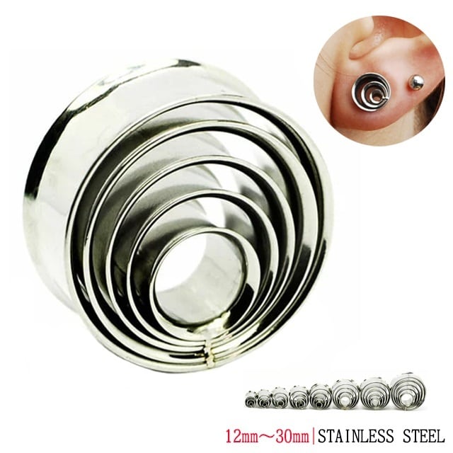 迅速発送 ボディピアス 19mm カラコル ステンレス ダブルフレア トンネルピアス