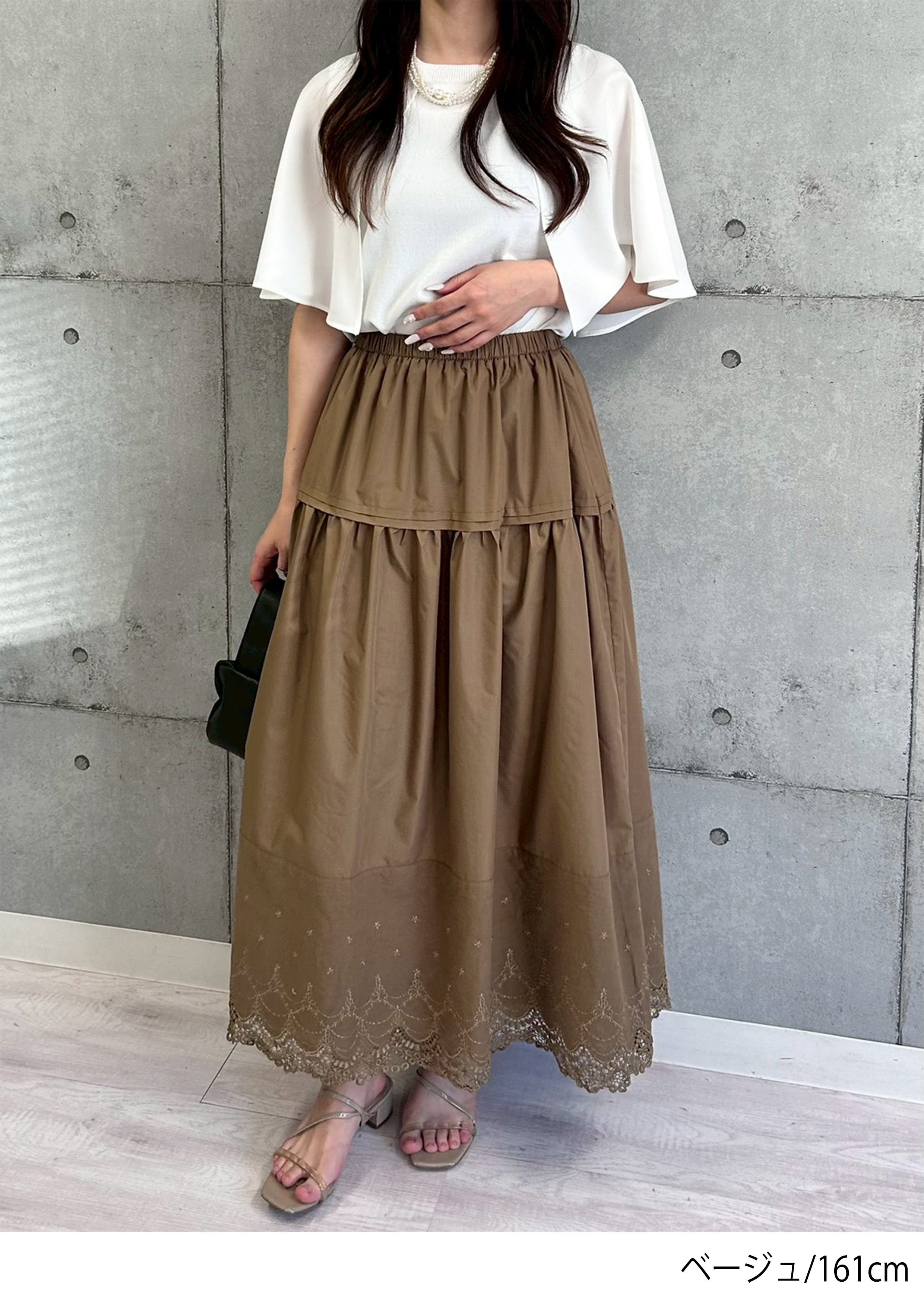 R813214 コットンレースフレアスカート | ROSIEE