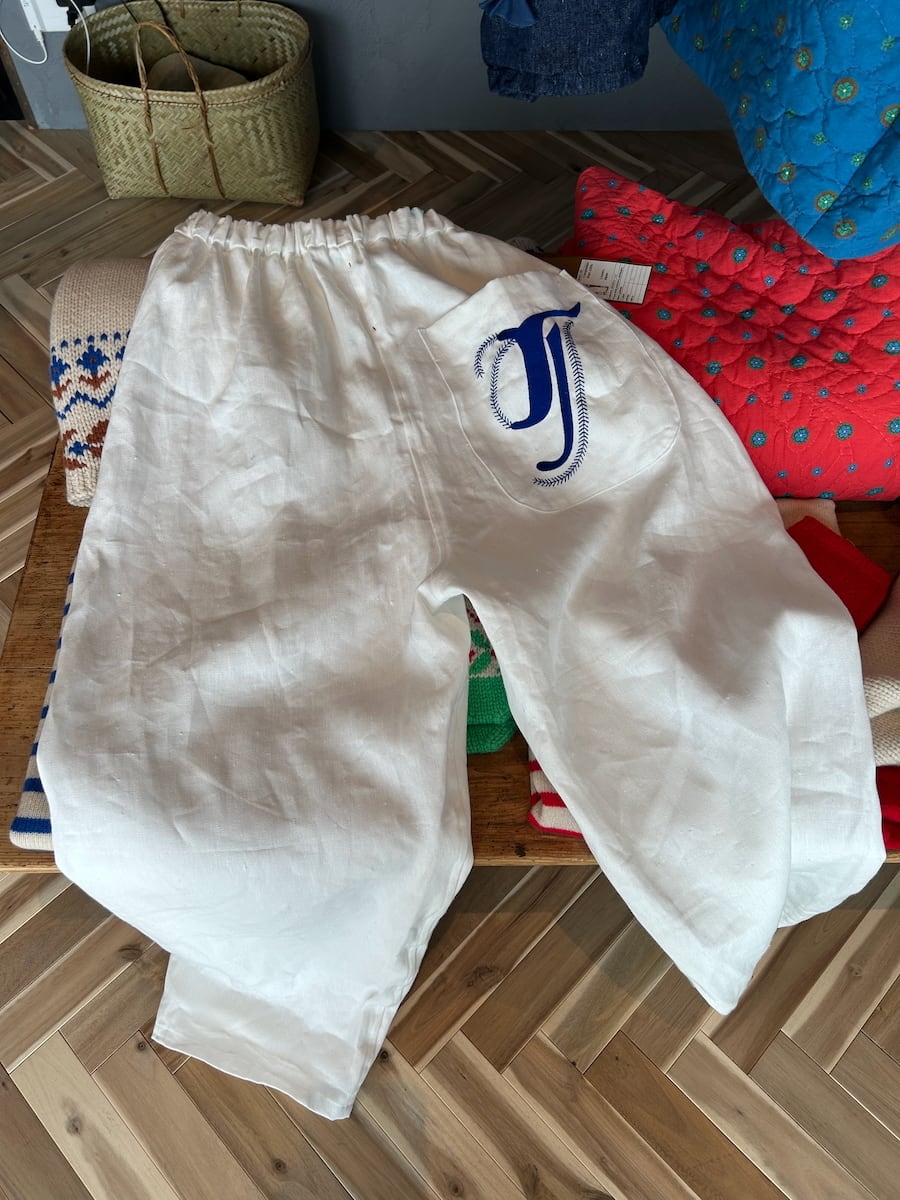 BUNON(ブノン) EMBROIDERY GATHER PANTS コットンシルク 裾フリル