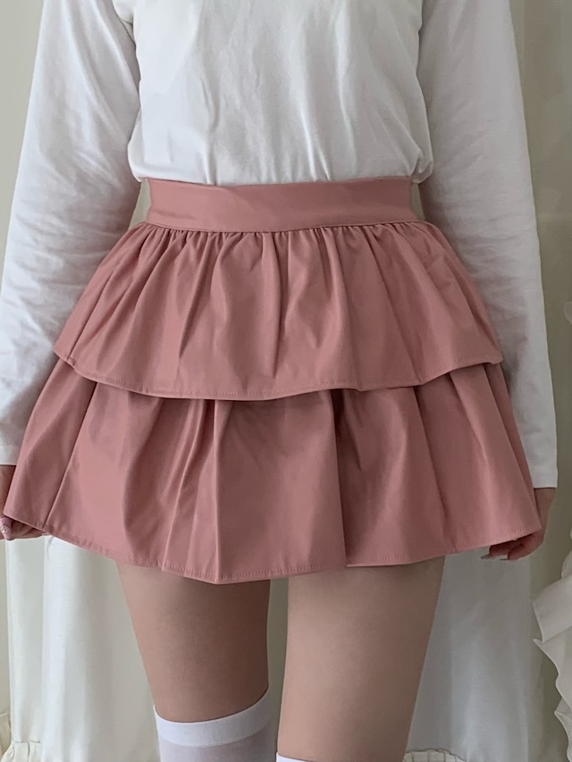 【Renonqle】leather tiered skirt
