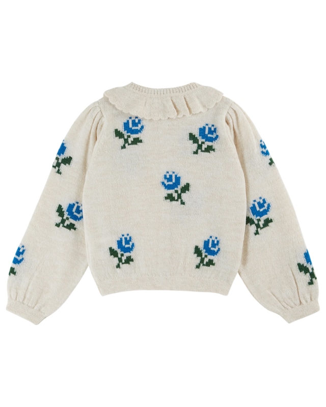 size 2A 3A 4A【Emile et Ida】Off white flowers ruffled collar cardigan