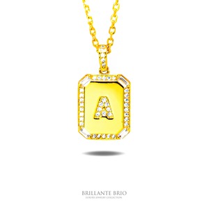 square coin initial necklace《A》