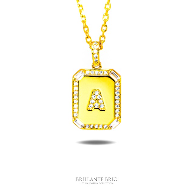 square coin initial necklace《A》