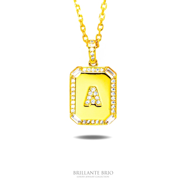 square coin initial necklace《A》