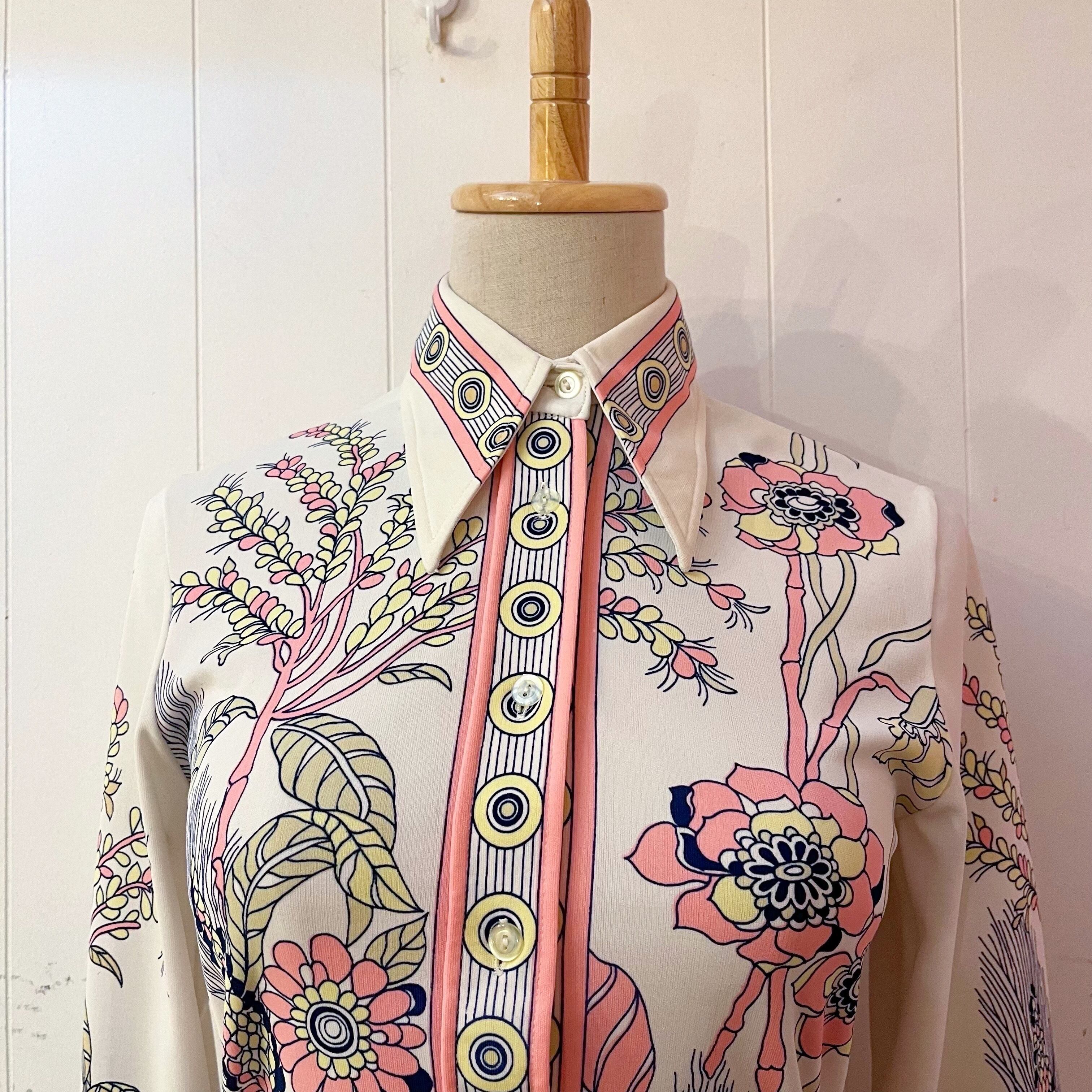 pink yellow botanical blouse