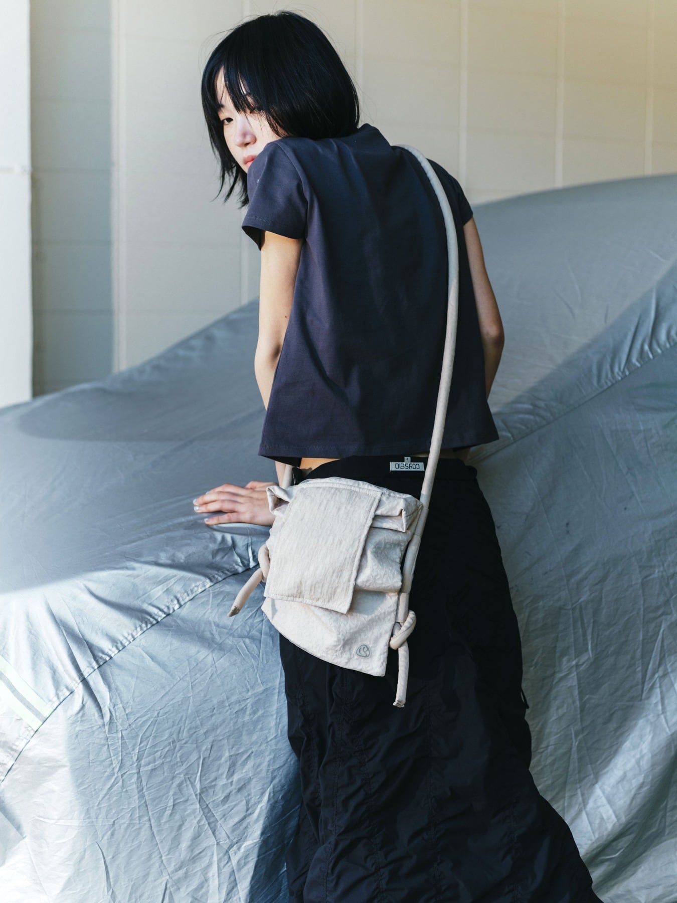 COYSEIO] SHIRRING ROPE CROSS BAG IVORY 正規品 韓国ブランド 韓国