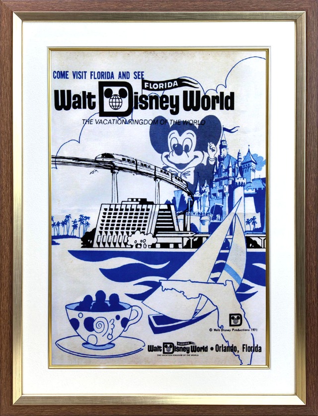 ディズニー テーマパーク「フロリダ・ウォルト・ディズニー・ワールド」展示用フック付ポスター