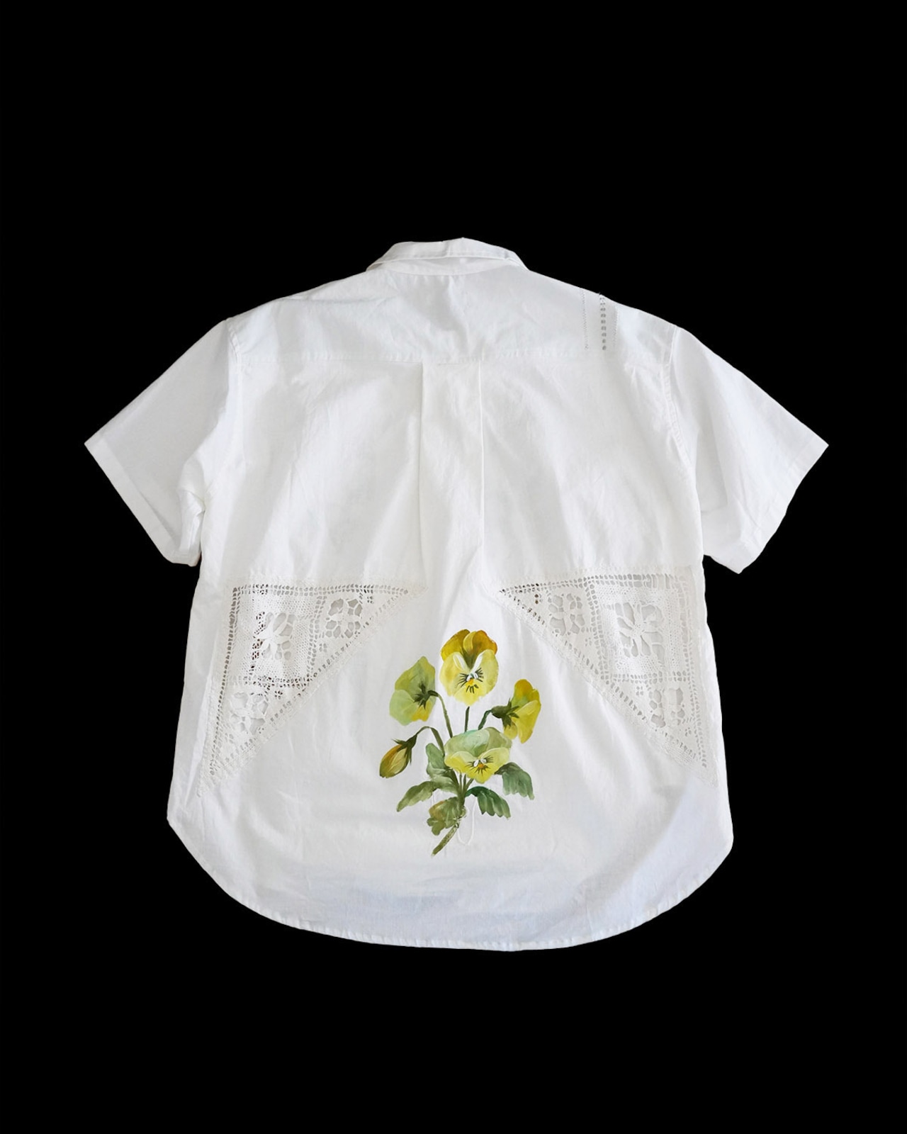 lace open collar shirt leaf