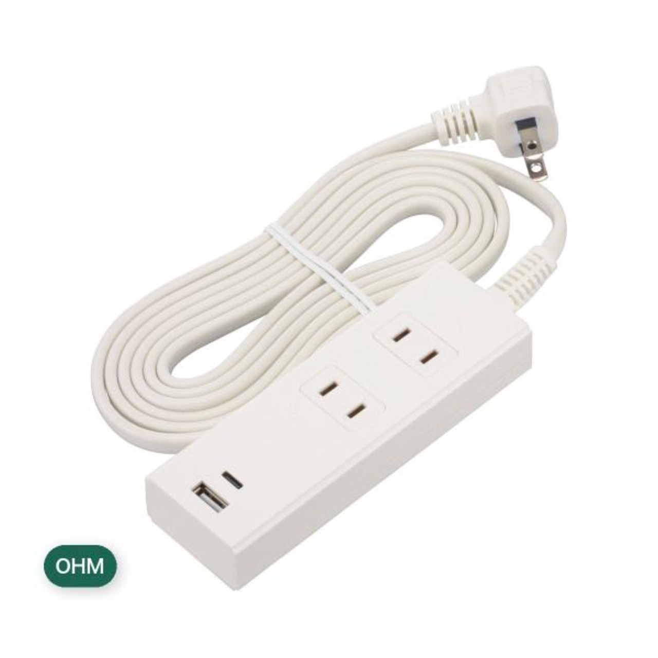 【3セット】オーム電機 2口 PD対応USBポート付きタップ 2m ホワイトHS-TU22PD23-W／ブラック HS-TU22PD23-K