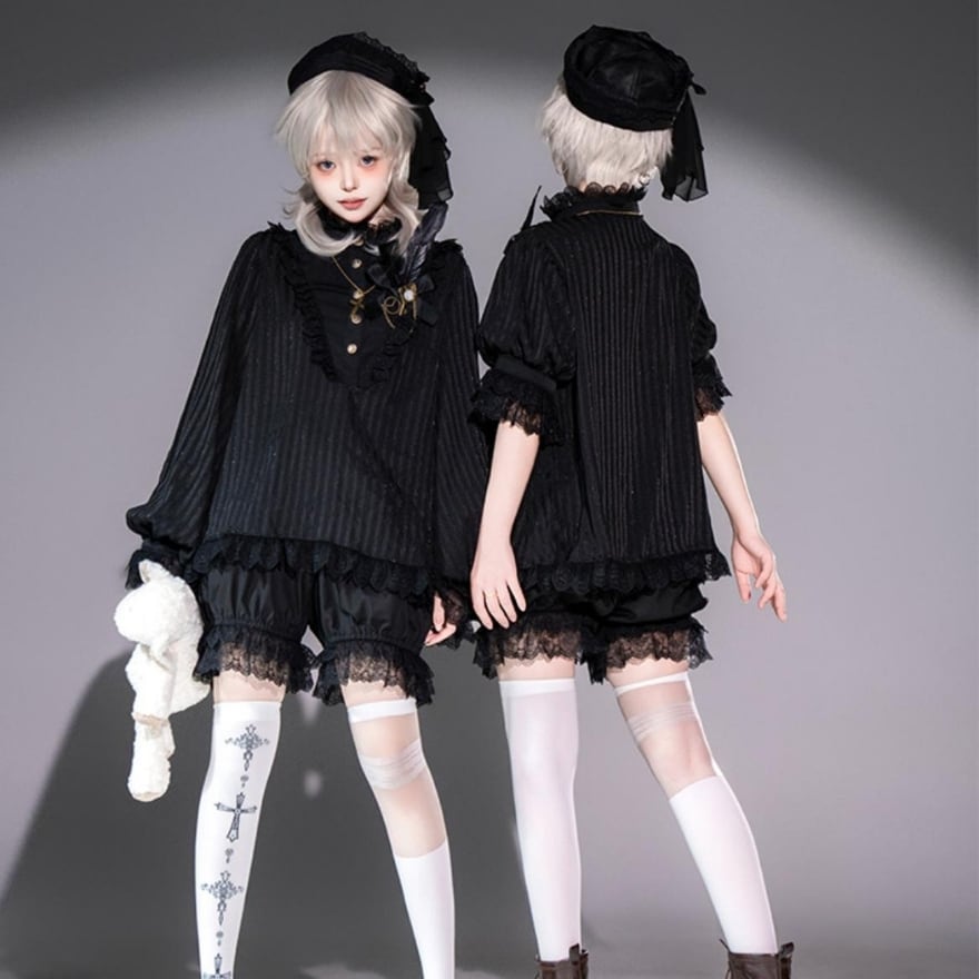 王子系 少年装 男装コーデ CastleToo 皇子系ロリィタ オールインワン 5点セット 長袖 かぼちゃパンツ 帽子 イベント衣装