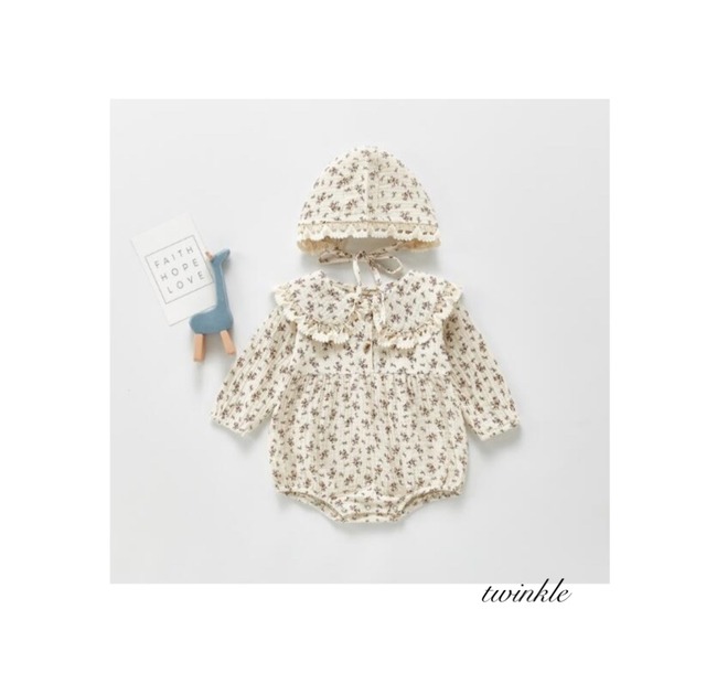 予約flower rompers＆bonnet