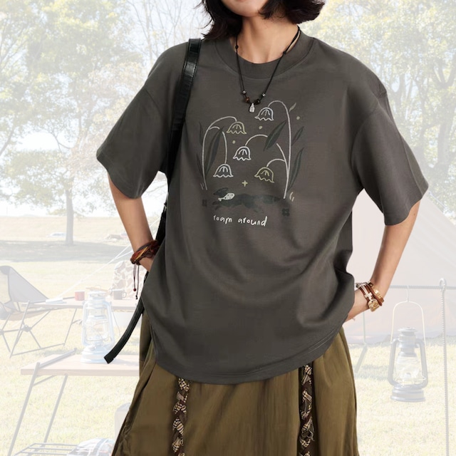 フラワーイラストオーバーサイズTシャツ