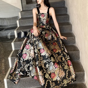 Classic floral jacquard dress S1973