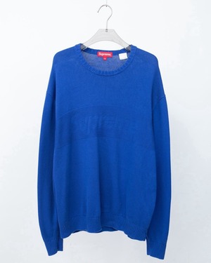"SUPREME" woven design knit sweater