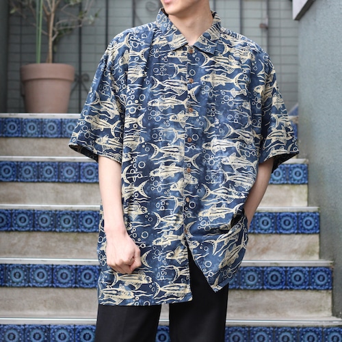 USA VINTAGE HALF SLEEVE FISH PATTERNED SHIRT/アメリカ古着半袖魚柄シャツ