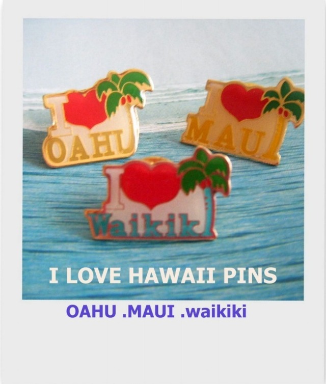 I LOVE HAWAII 　アイラブハワイ　ピンバッジ♪