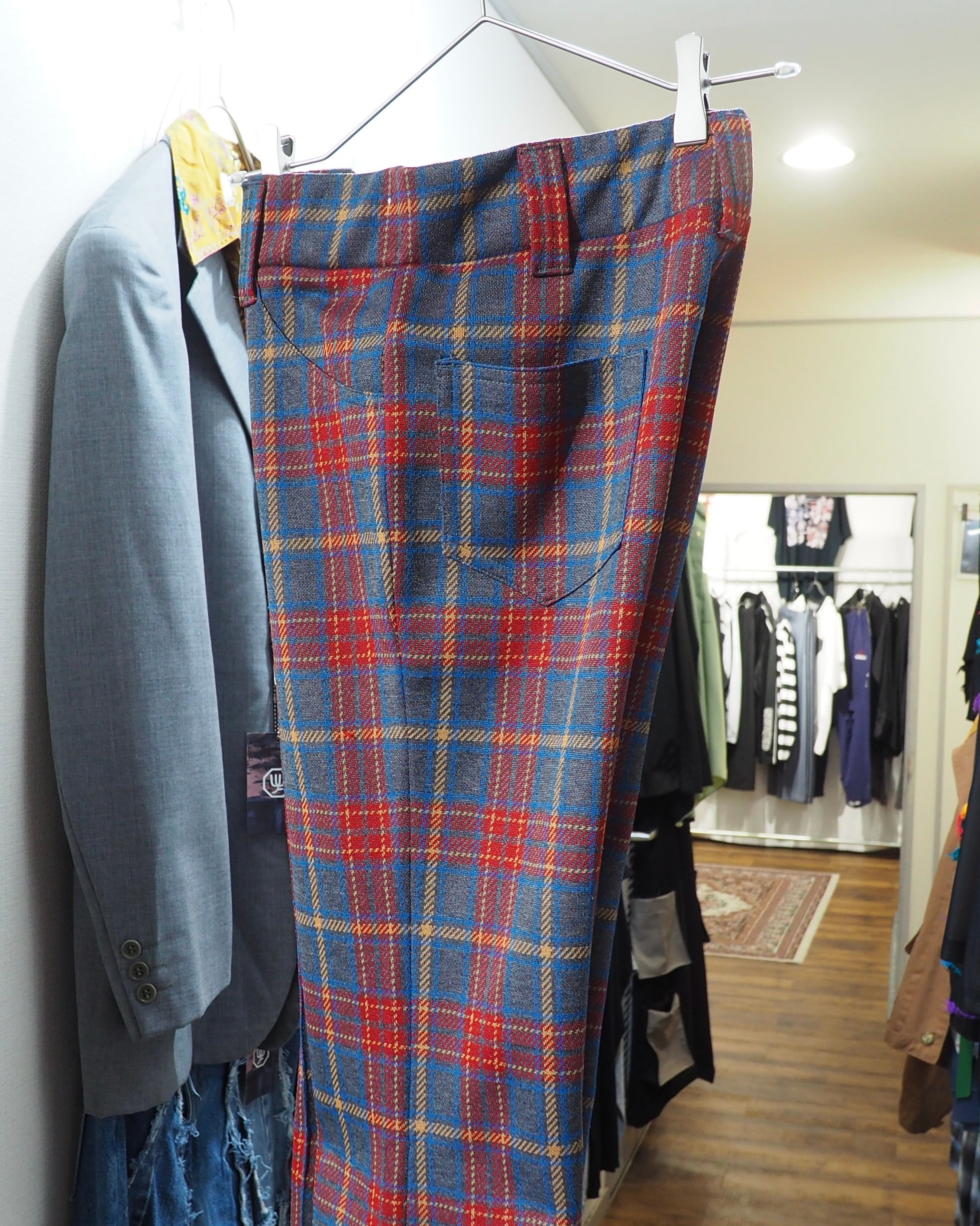 1970s ” H BAR C ” Beautiful Tartan check pattern vintage Flare pants
