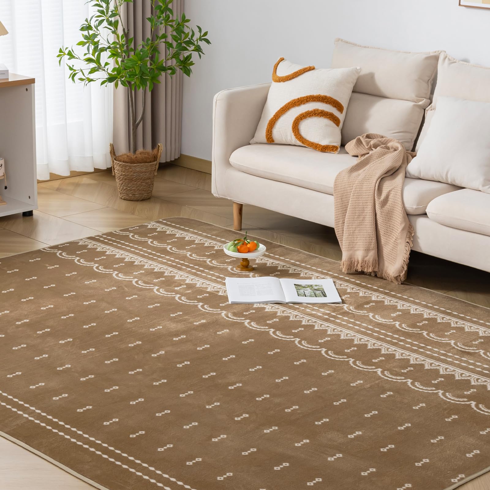Keusnix カーペット ラグ ラグマット滑り止め付 洗える 185×185cm 約2