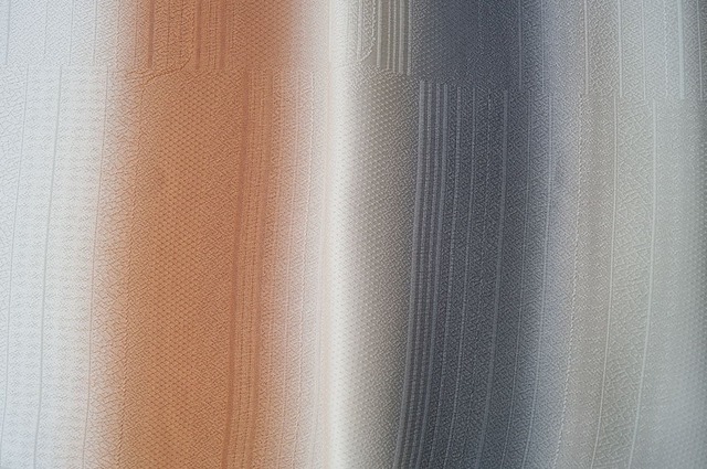 【和小物さくら・帯揚げ】３色暈し　変わり横段　帯揚げ　生成り色×藍鼠色×黄櫨染　№241213⑭