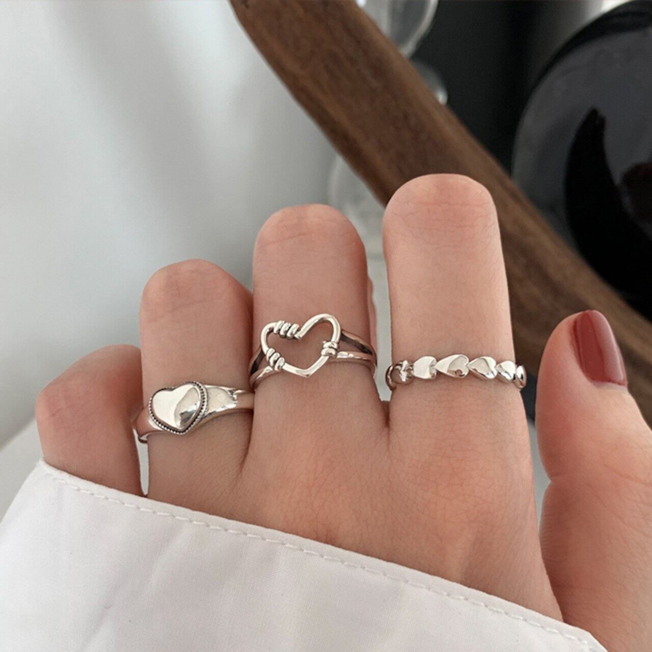 Weiwan925シルバーvintage愛心リング 4s