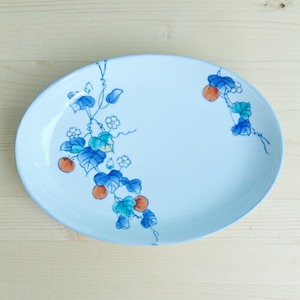 有田焼　染錦トマト　楕円トレー皿 21-022