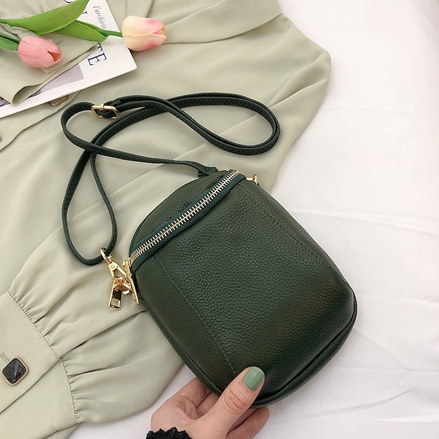Leather mini zipper bag＊S-231
