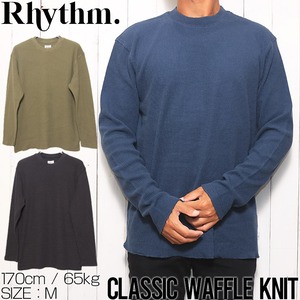 ワッフルニット コットンニット Rhythm リズム CLASSIC WAFFLE KNIT CL21M-KN03NVYL