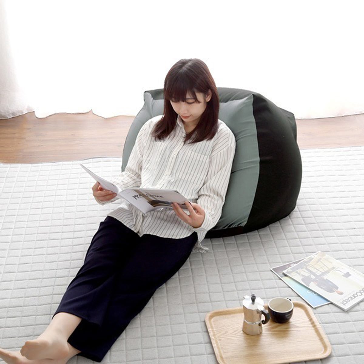 新配合でヘタリにくい キューブ型ビーズクッション ダークカラー Guimauve Neo